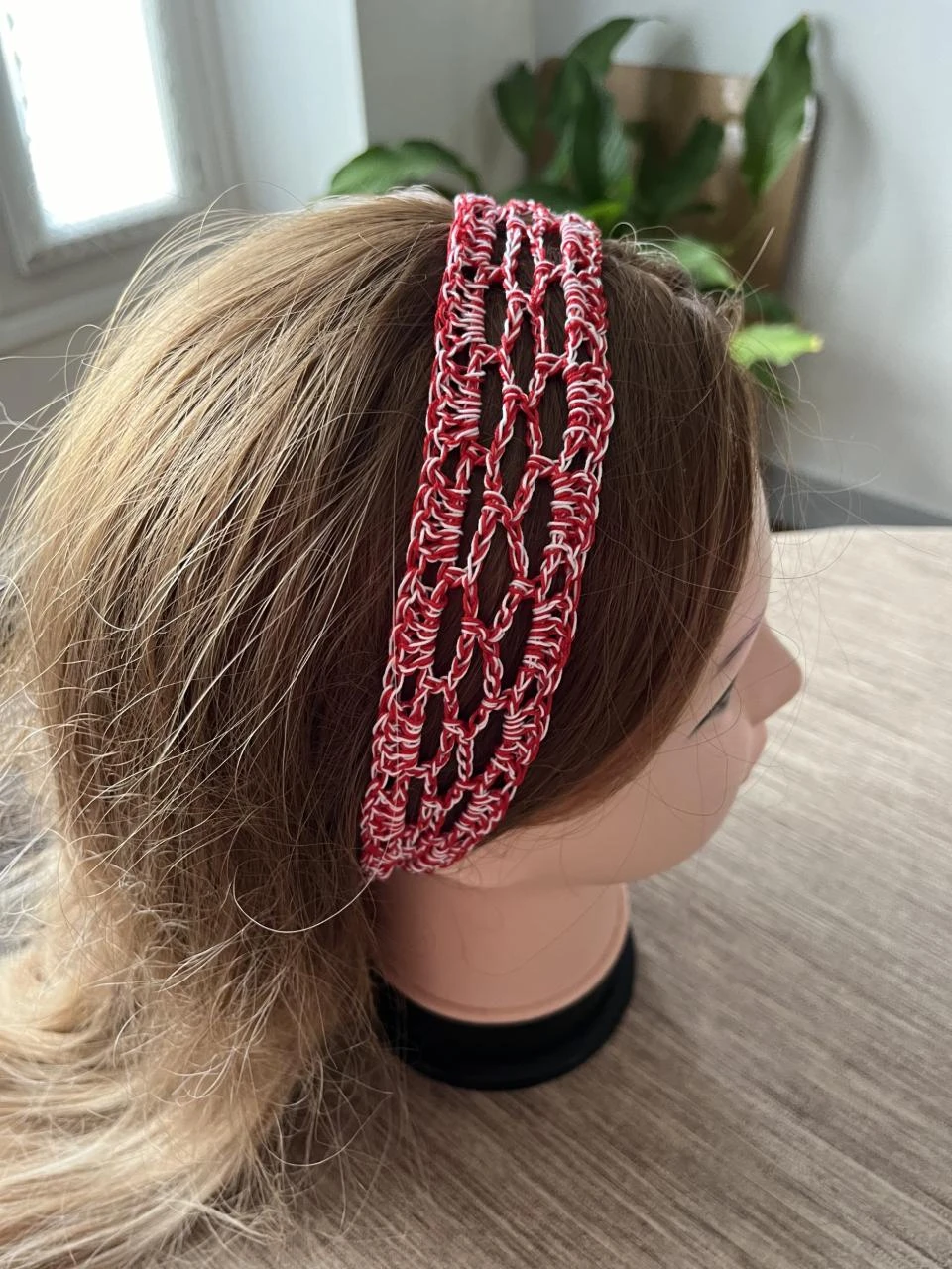 Bandeau Serre tête Headband Stirnband Hoofdband Venda 1m10 Coton Rouge Blanc Tai